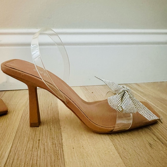 NWOT Zara Vinyl Slingback with Rhinestone Bows - Picture 5 of 6